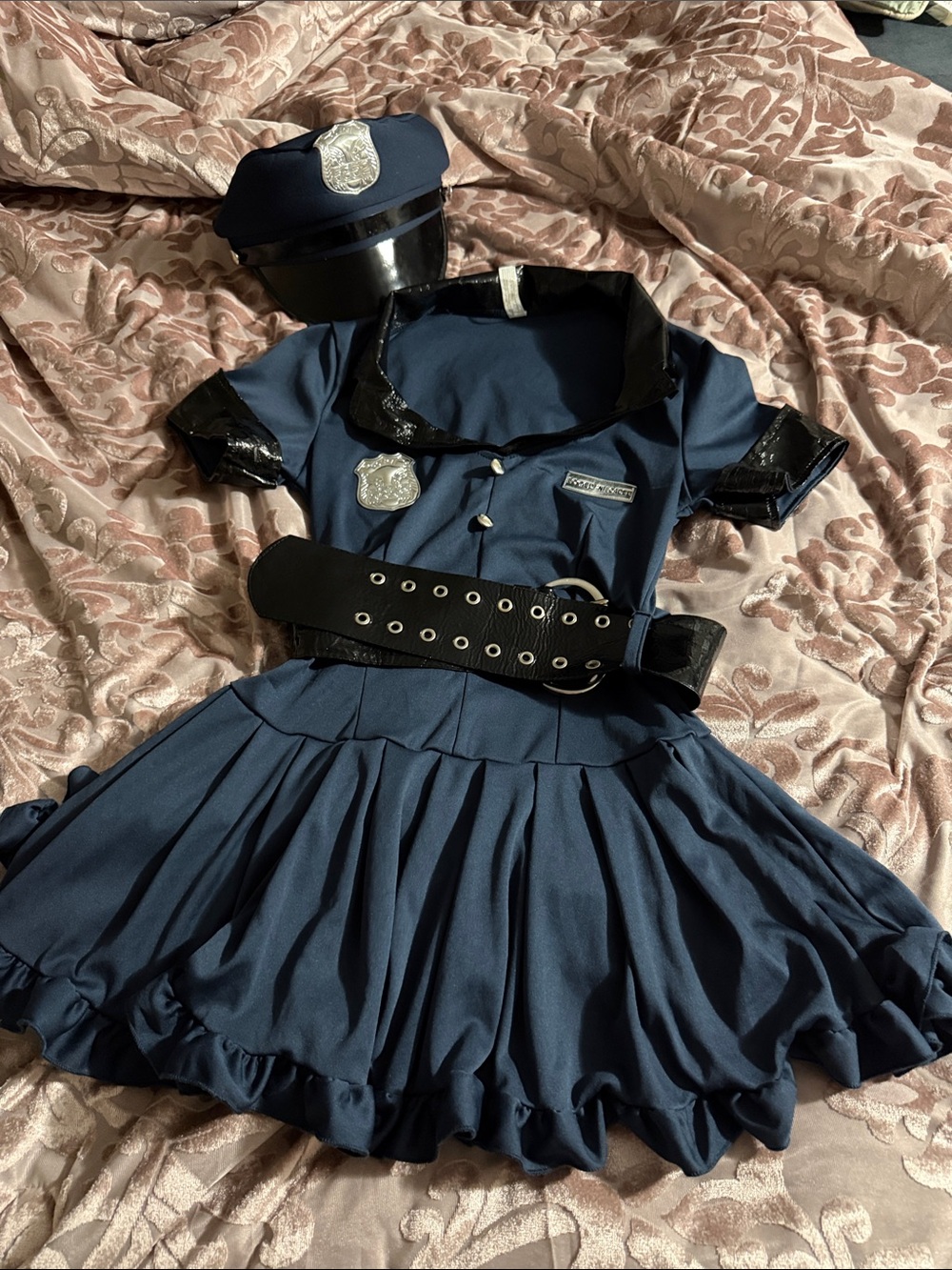 Juniors Small Navy Police Officer Costume with Badge & Hat